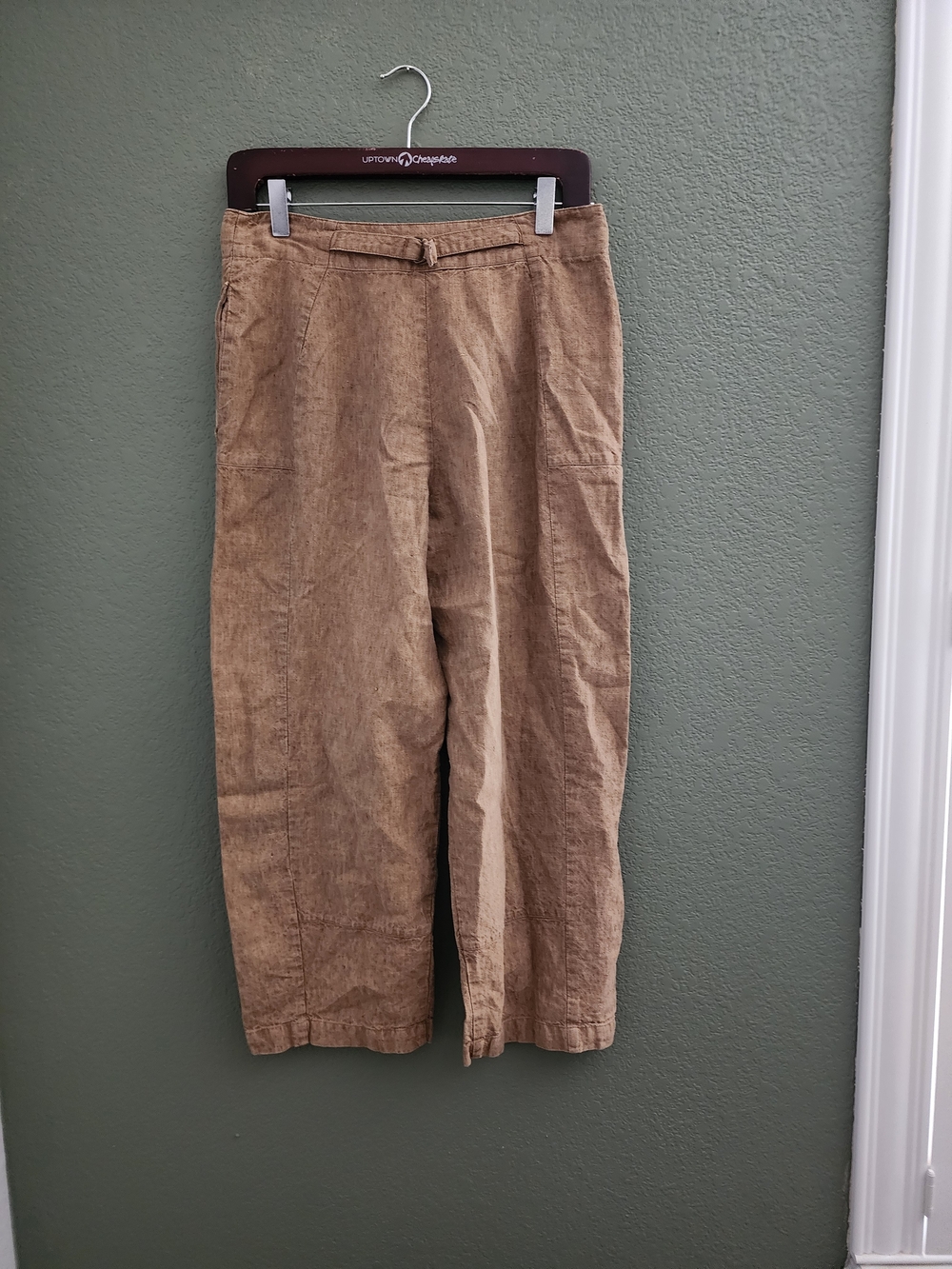 Poetry Wide-Leg Linen-Blend Pants in Taupe Brown - Picture 3 of 6